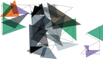 faible poly, polygonal technologique éléments sur une transparent arrière-plan, polygonal réseau système relier lignes et coloré Triangle Contexte modèle. png