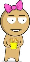 Woman character and french fries vector