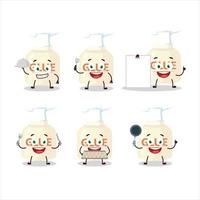 dibujos animados personaje de pegamento con varios cocinero emoticones vector