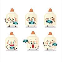 Photographer profession emoticon with glue cartoon character vector