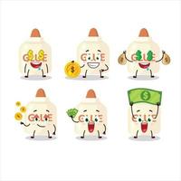 Glue cartoon character with cute emoticon bring money vector