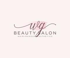 Initial WG feminine logo collections template. handwriting logo of initial signature, wedding, fashion, jewerly, boutique, floral and botanical with creative template for any company or business. vector