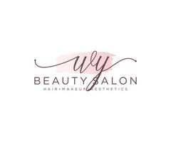Initial WY feminine logo collections template. handwriting logo of initial signature, wedding, fashion, jewerly, boutique, floral and botanical with creative template for any company or business. vector