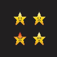 star with emotion in pixel art style vector