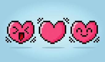 8-bit pixel heart character. Love icon couple in vector illustrations