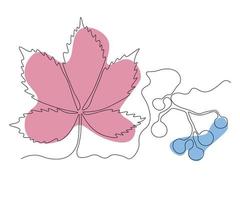 resumen hoja de doncella uvas y un manojo de bayas continuo uno línea dibujo vector