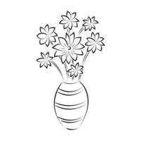 Spring Flowers Pot. Hand drawn coloring garden flowers for print or use as poster, card, flyer or T Shirt vector
