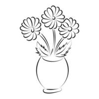 Spring Flowers Pot. Hand drawn coloring garden flowers for print or use as poster, card, flyer or T Shirt vector