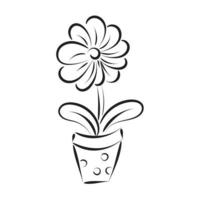 Spring Flowers Pot. Hand drawn coloring garden flowers for print or use as poster, card, flyer or T Shirt vector