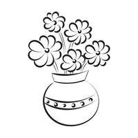 Spring Flowers Pot. Hand drawn coloring garden flowers for print or use as poster, card, flyer or T Shirt vector