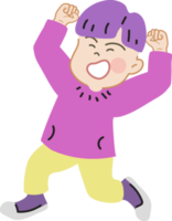 Happy cute kid cartoon character doodle hand drawn design for decoration. png