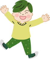 Happy cute kid cartoon character doodle hand drawn design for decoration png