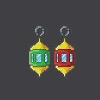 arabic lantern in pixel art style vector