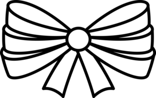 Black and white ribbon bow icon. PNG with transparent background.