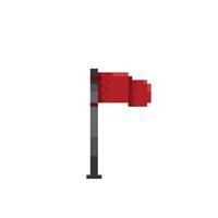 red flag with pole in pixel art style vector