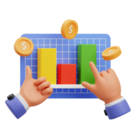 3d render illustration of a hand activity icon making a financial achievement presentation png