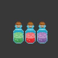 potions collection set in pixel art style vector