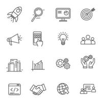 Set of startup icons in linear style vector