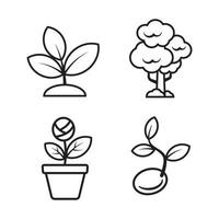 Set  of plant icons with linear style isolated on white background vector