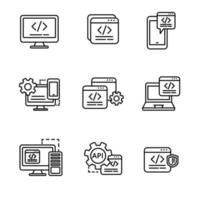 Set of programming icons with linear style isolated on white background vector