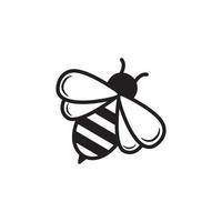 Simple bee vector illustration with a black and white design. Bee icon on isolated background