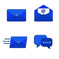 Set of mail icon with flat style on isolated background vector