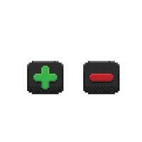 plus and minus button in pixel art style vector