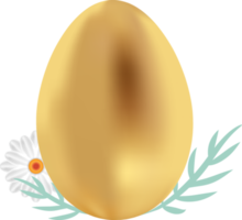 Transparent Easter egg in golden color with flowers png