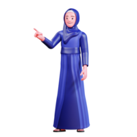 3D Character Muslim Female with blue clothes png