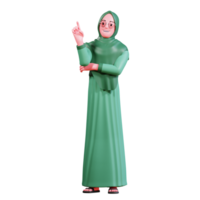 3D Character Muslim Female with green clothes png