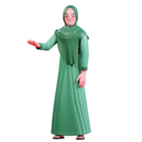 3D Character Muslim Female with green clothes png