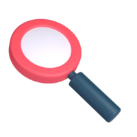 3D Magnifying Glass for School and Education Concept. Object on a transparent background png