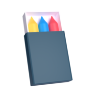 3D Crayon for School and Education Concept. Object on a transparent background png