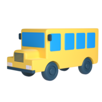 3D School Bus for School and Education Concept. Object on a transparent background png