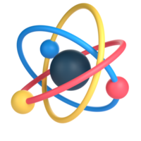 3d atomo per scuola e formazione scolastica concetto. oggetto su un' trasparente sfondo png