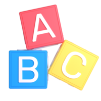 3d alfabet blockera för skola och utbildning begrepp. objekt på en transparent bakgrund png
