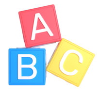 3D Alphabet Block for School and Education Concept. Object on a transparent background png