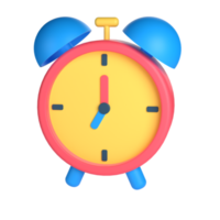 3D Alarm Clock for School and Education Concept. Object on a transparent background png