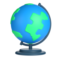 3d globe pour école et éducation concept. objet sur une transparent Contexte png