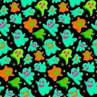 Happy halloween party seamless pattern background with cute ghost. Holidays cartoon character. Vector. Holiday backdrop for wrapping paper, fabric, textile, scrapbook. vector