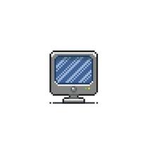 monitor with blank screen in pixel art style vector