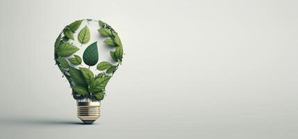 papel cortar de eco simpático ligero bulbo bandera con Copiar espacio, renovable y sostenible energía. generativo ai foto