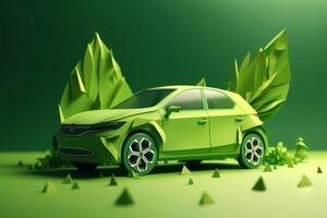 Eco friendly car background, Renewable and sustainable energy concept. photo