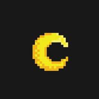 yellow half moon in pixel art style vector