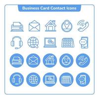 Business Card Contact Icons Blue vector