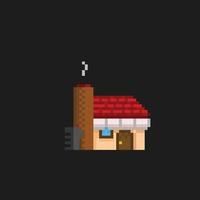 a hot spring house in pixel art style vector