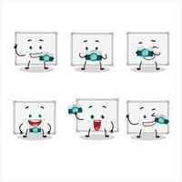 Photographer profession emoticon with whiteboard cartoon character vector