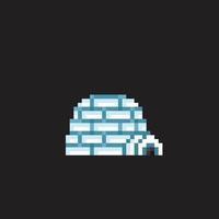 igloo house in pixel art style vector