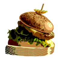 burger crunchy meat  pieces with lettuce,tomato slice and cheese slice png