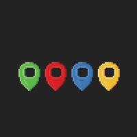 gps icon set with different color in pixel art style vector